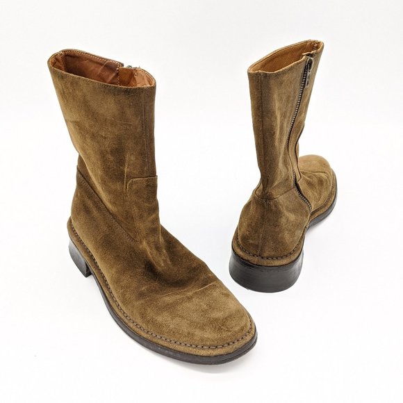 John Varvatos Other - John Varvatos Mens Brown Suede Moto Side Zip Boots